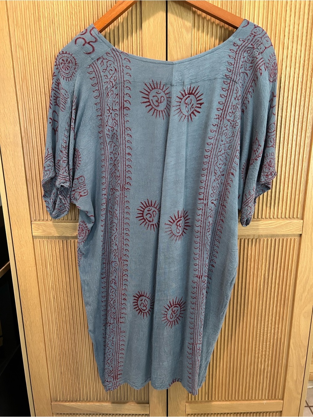 Kathmandu Imports Boho Om Print Tunic Top Blue & Red - Picture 2 of 2